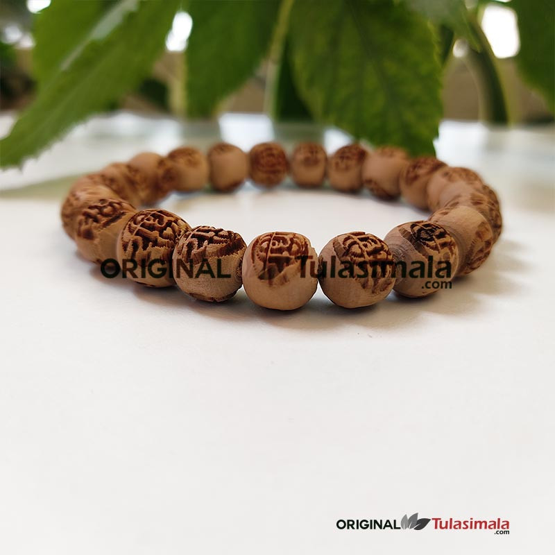 Ram Name Tulsi Bracelet for Men & Women Elastic Strong Thread 10mm Original Tulsi Beads 8 Inches Length