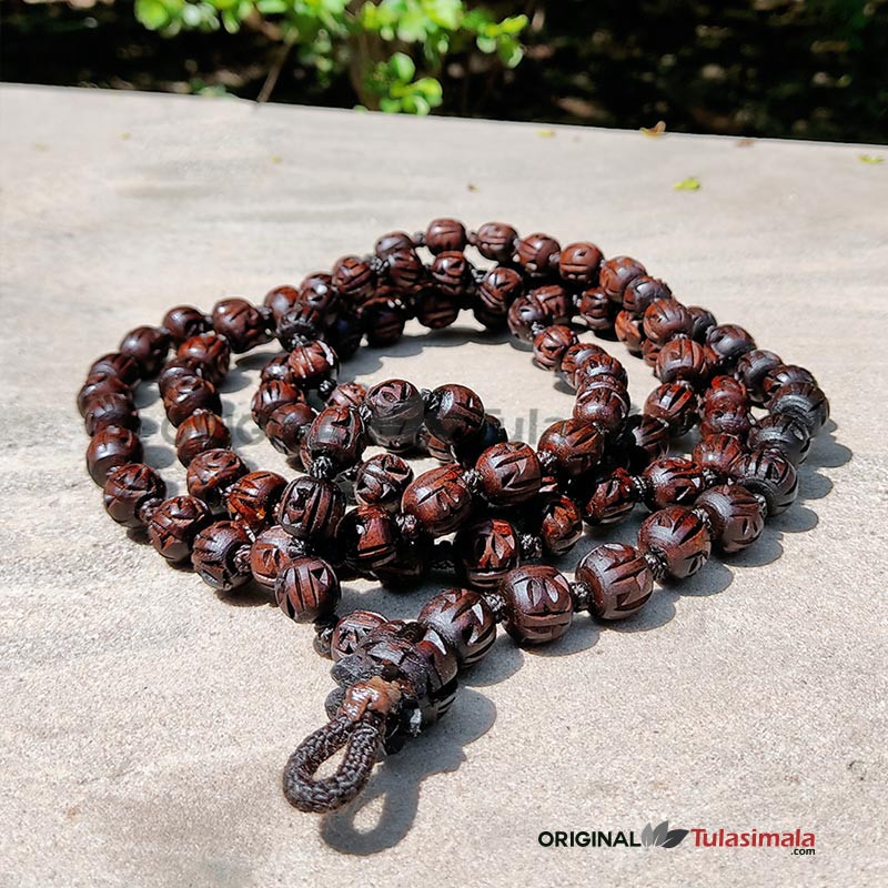 Radha 108 Red Brown Tulsi Japa Mala 14mm Bead Size