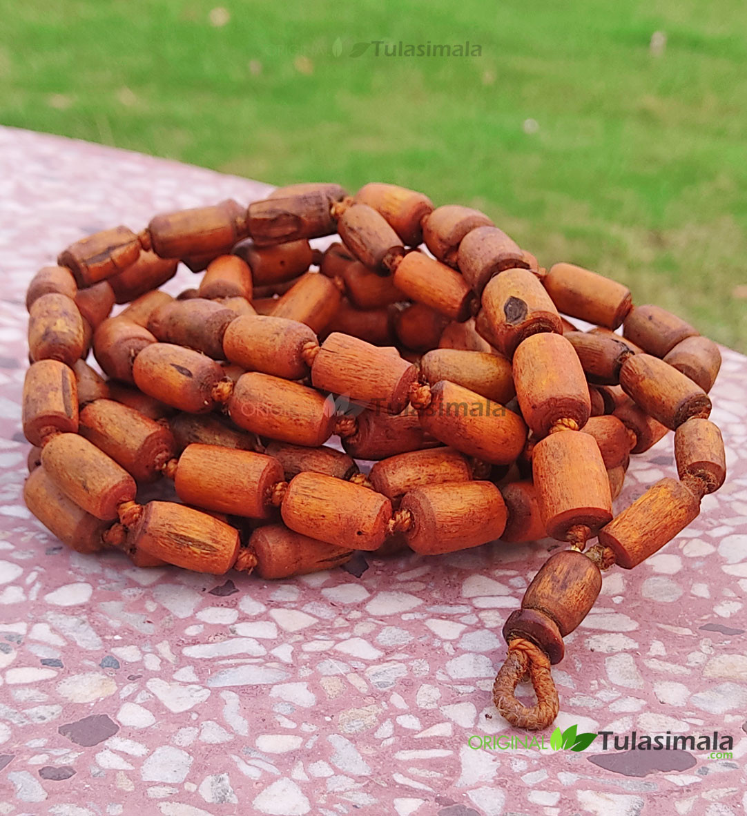 108 Brown Barrel Beads 14mm Original Tulasi Japa Mala