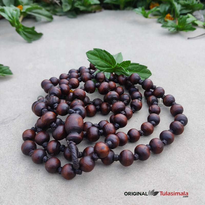 108+1 Dark Brown Beads Original Tulasi Japa Mala 14mm