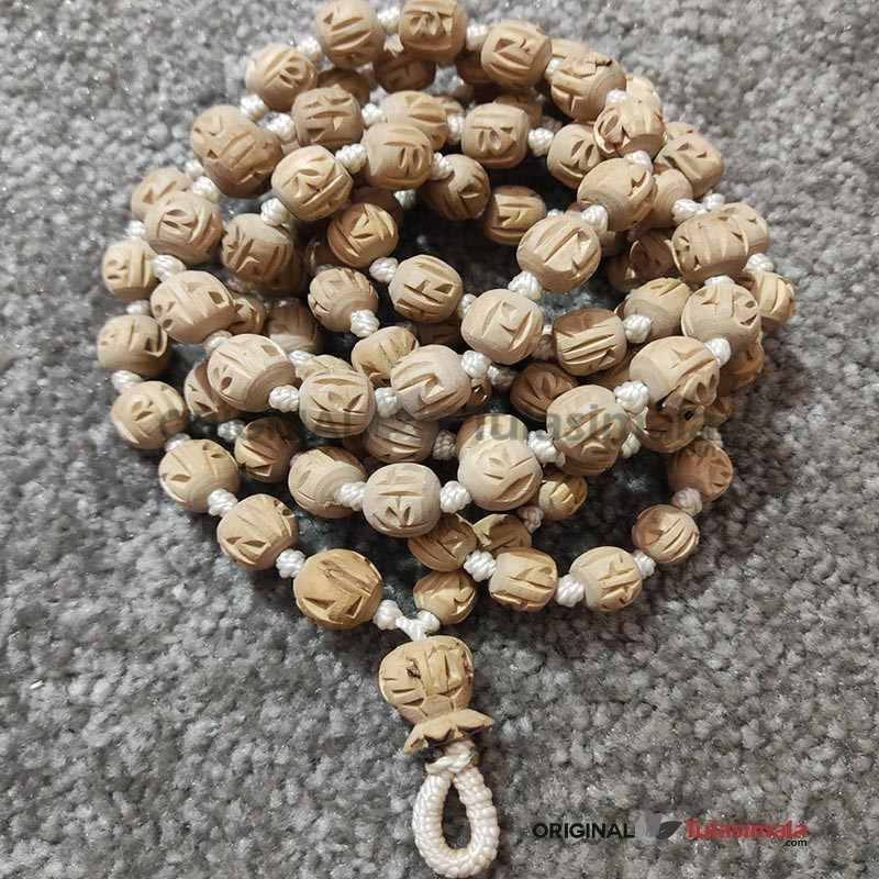 ISKCON Original Tulsi Radha Carved Japa Mala 14mm 108 Round Beads