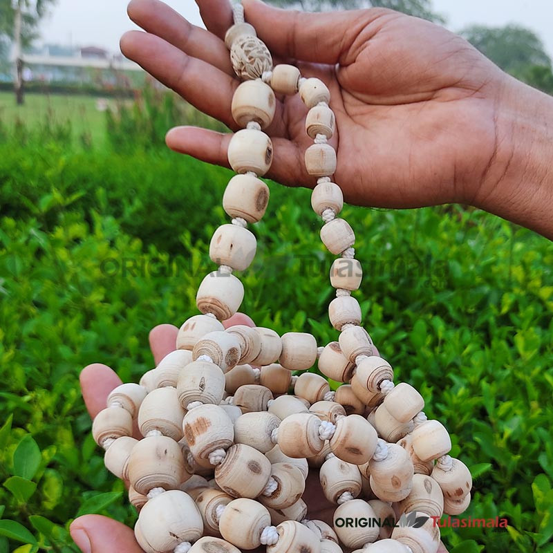 Handmade Tulasi Beads Japa Mala Fine Shape  18mm Size 108 Beads Original Tulsi Japa Mala with Krishna Guru Bead