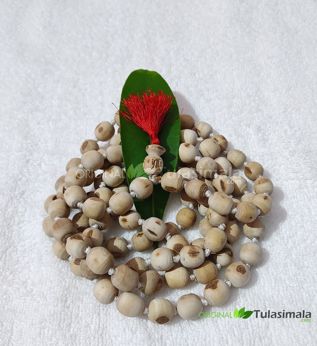 108 Beads Tulsi Japa Mala 16mm Beads Size with Red Tassel | www.originaltulasimala.com