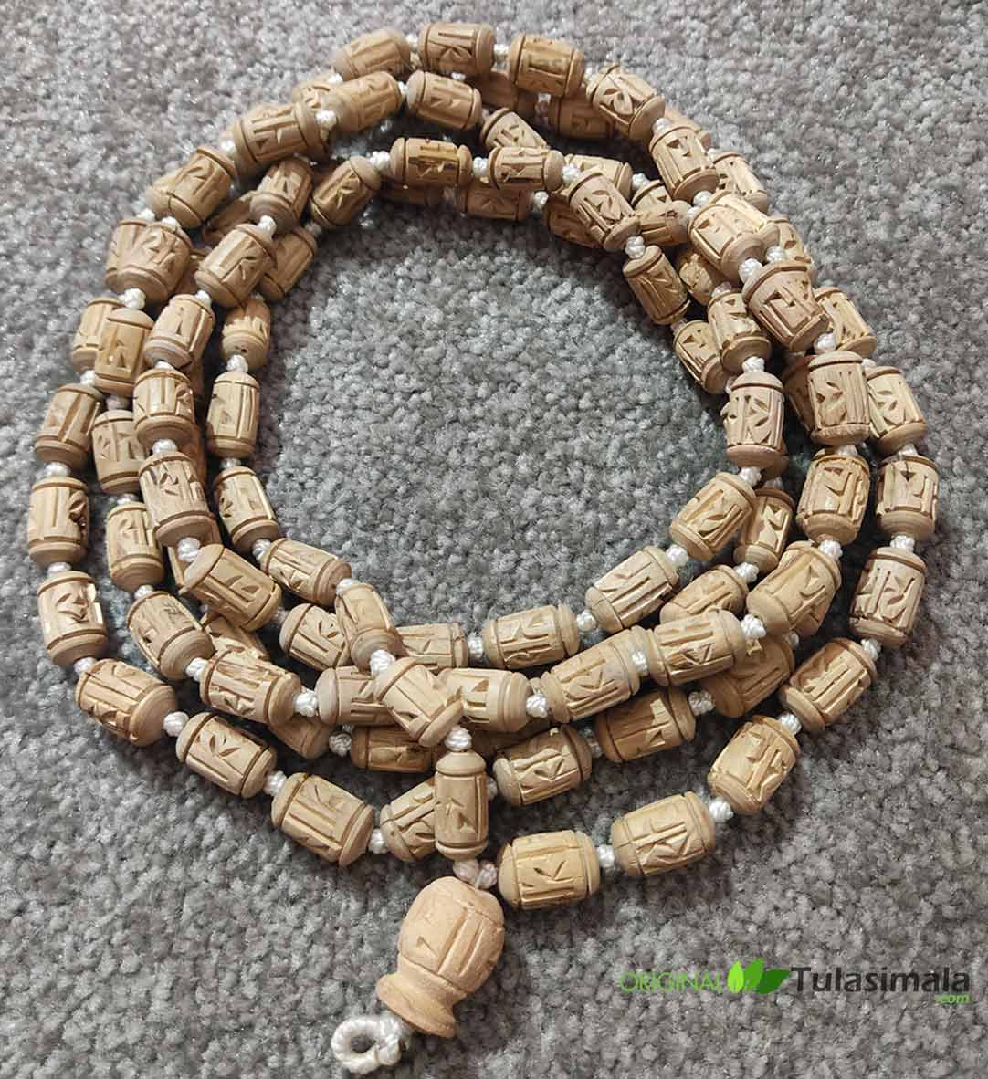 Handmade Shri Radha Carving 108 Beads Tulsi Japa Mala 12mm Beads Size