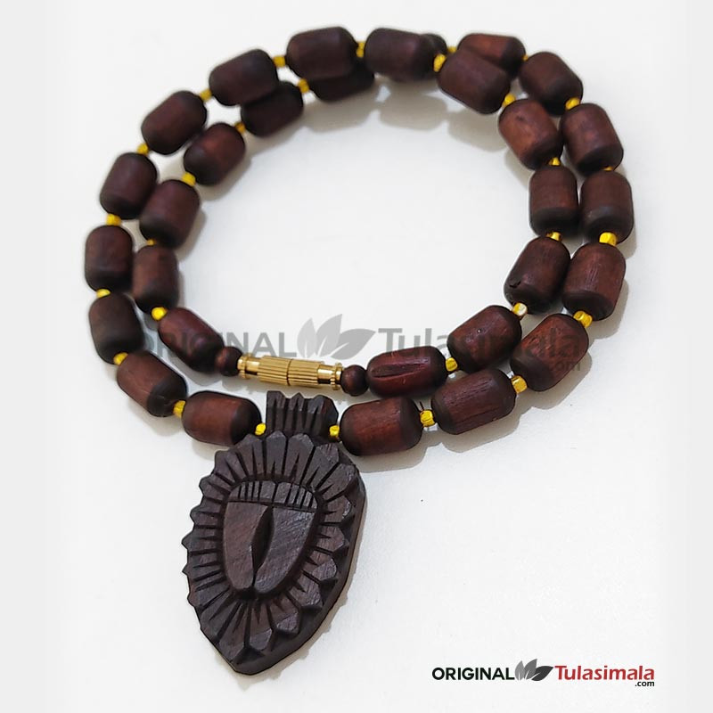 Shri Radha Charan Designer 1 Round Original Tulsi Kanthi Mala 7mm Beads & 43.5 Centimeters Mala Length