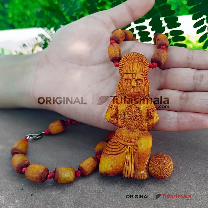 Shri Bajrang Bali Hanumanji Locket Handmade Design Original Tulsi Strong Mala in Pure Silver Lock