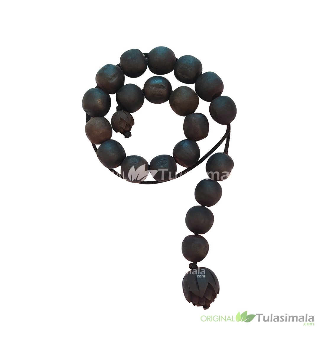 Natural 27 Beads Tulsi Japa Mala 10 mm Lotus Black Beads Size 12 Inches Full Length