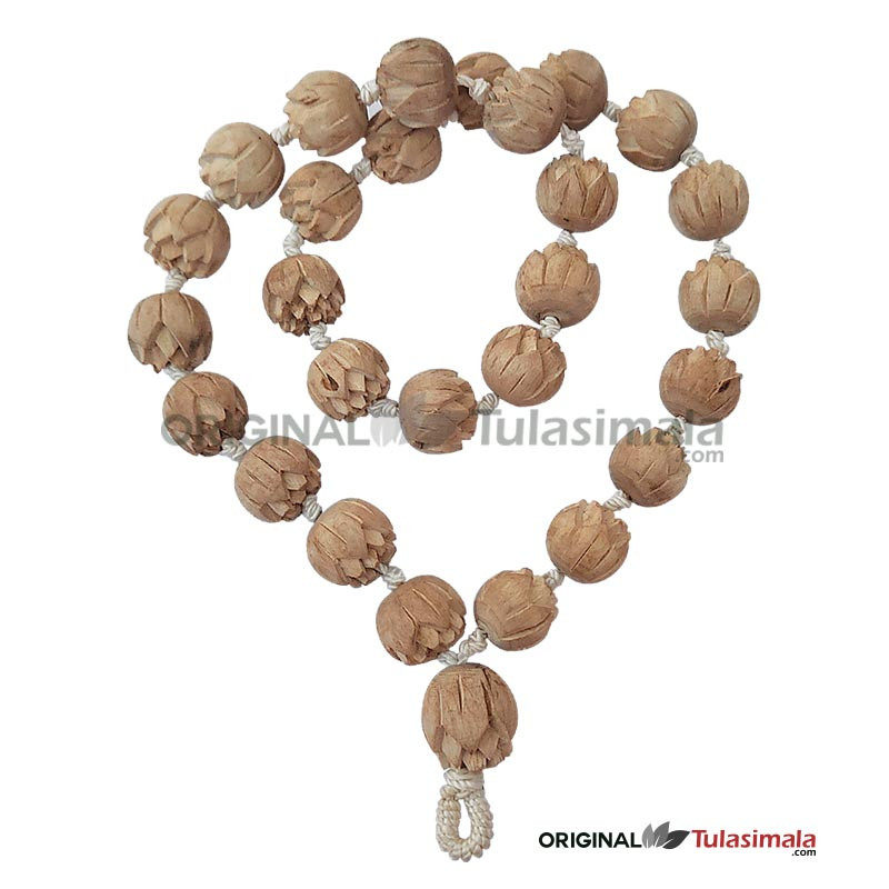 27+1 Lotus Design Tulsi Beads Japa Mala 16mm Bead Size