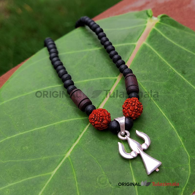 Trishul tulsi mala with rudraksh beads