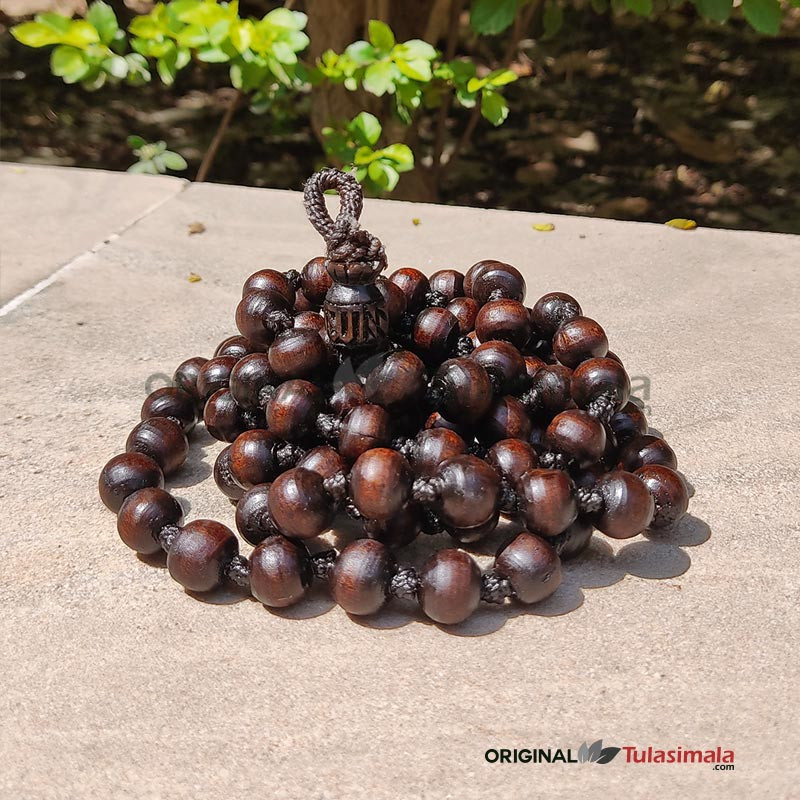 Radha 108 Red Brown Tulsi Japa Mala 14mm Bead Size