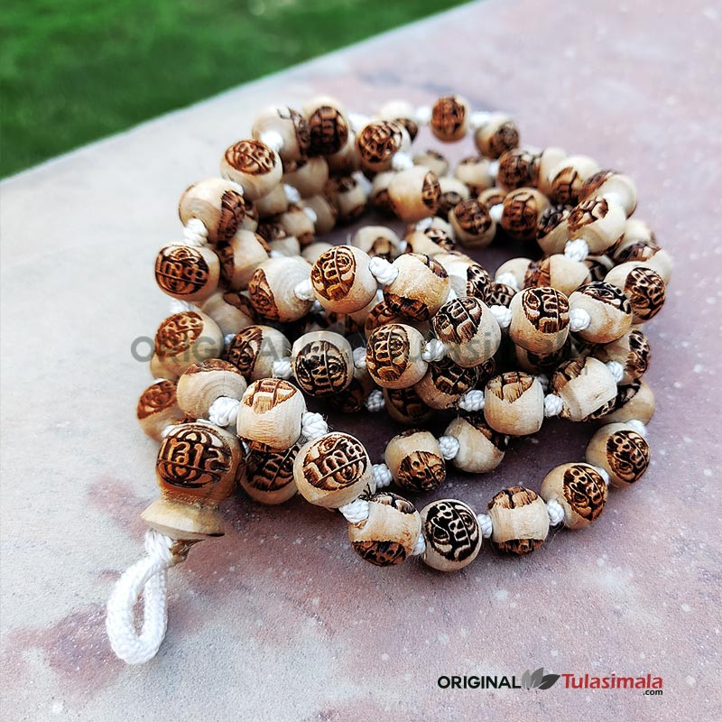 108 Beads Original Tulsi Japa Mala ISKCON Shri Krishna Name Carving  Beads12mm Beads Size 64 Inches Full Length