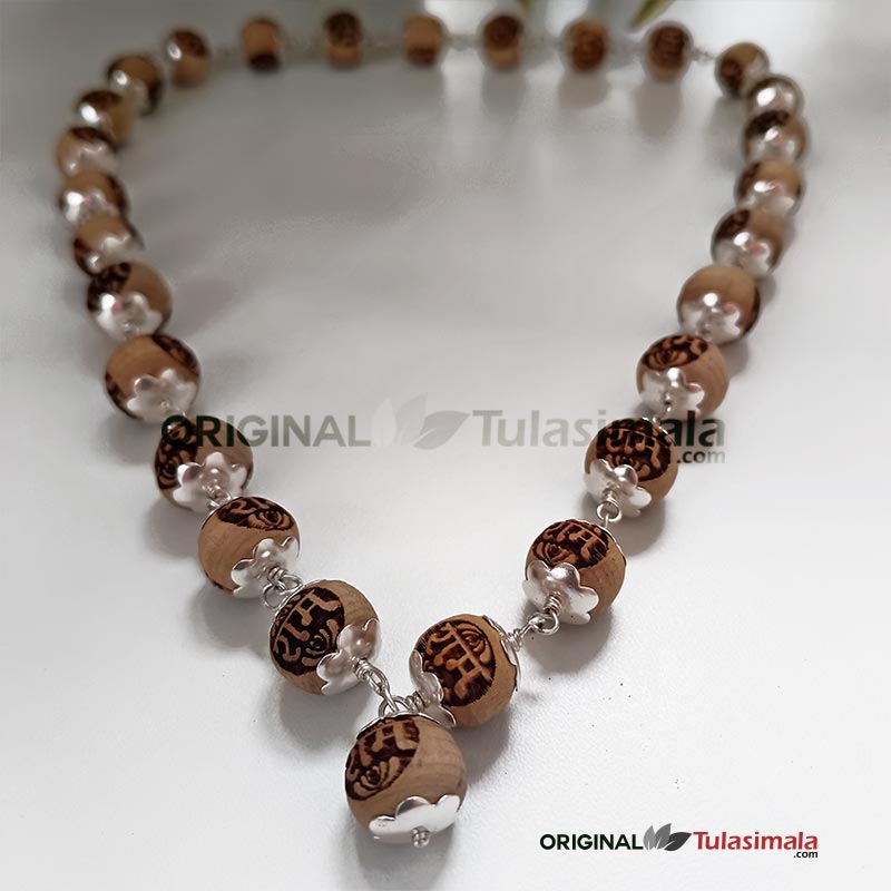 27+1 Beads Silver Tulsi Mala Shri Ram Name Machine Design Original Tulsi Beads 14mm