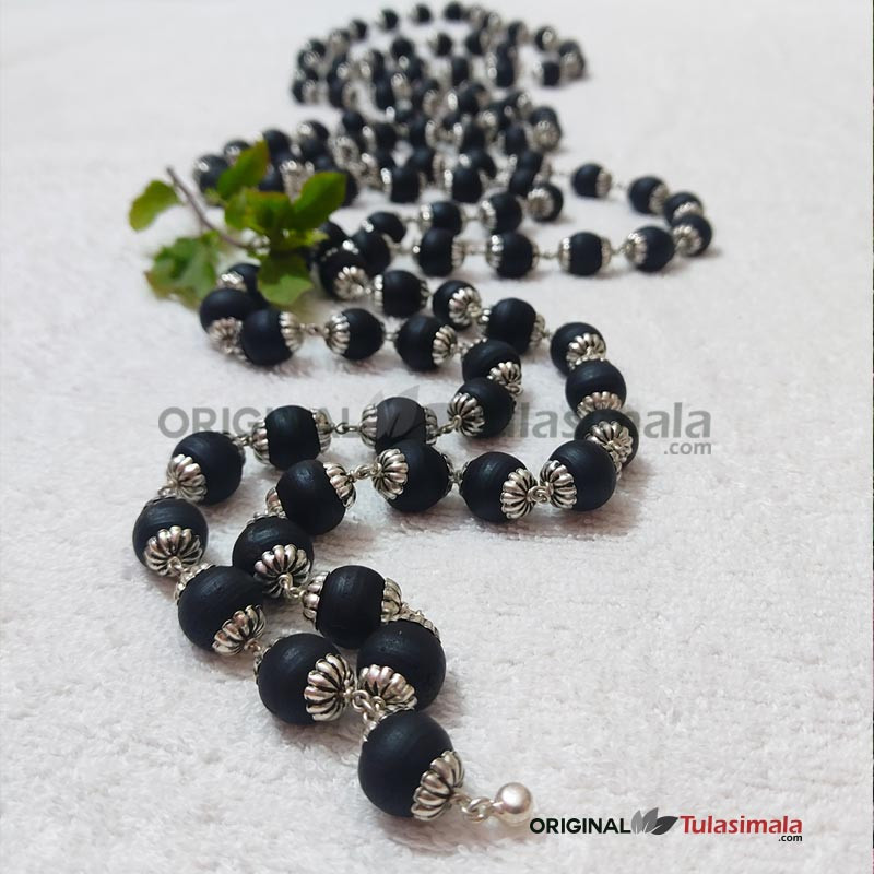 108 Beads Tulsi Japa Mala 14mm Beads Size With Silver Caping