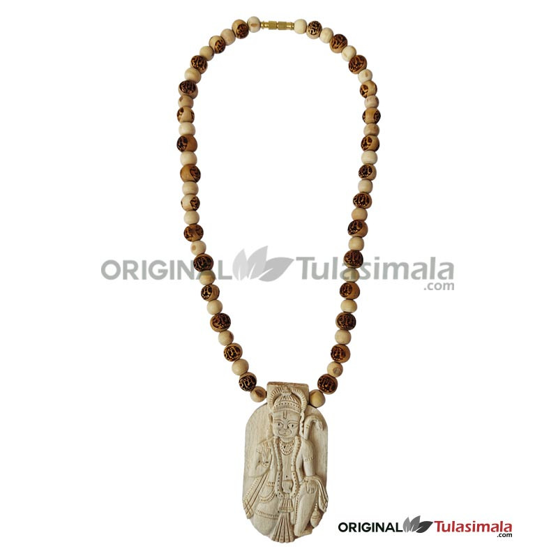 Shri Balaji Hanuman Original Tulasi Locket  Size 3x2.5 inches Ram Name Machine Design Beads 10mm Size of Beads