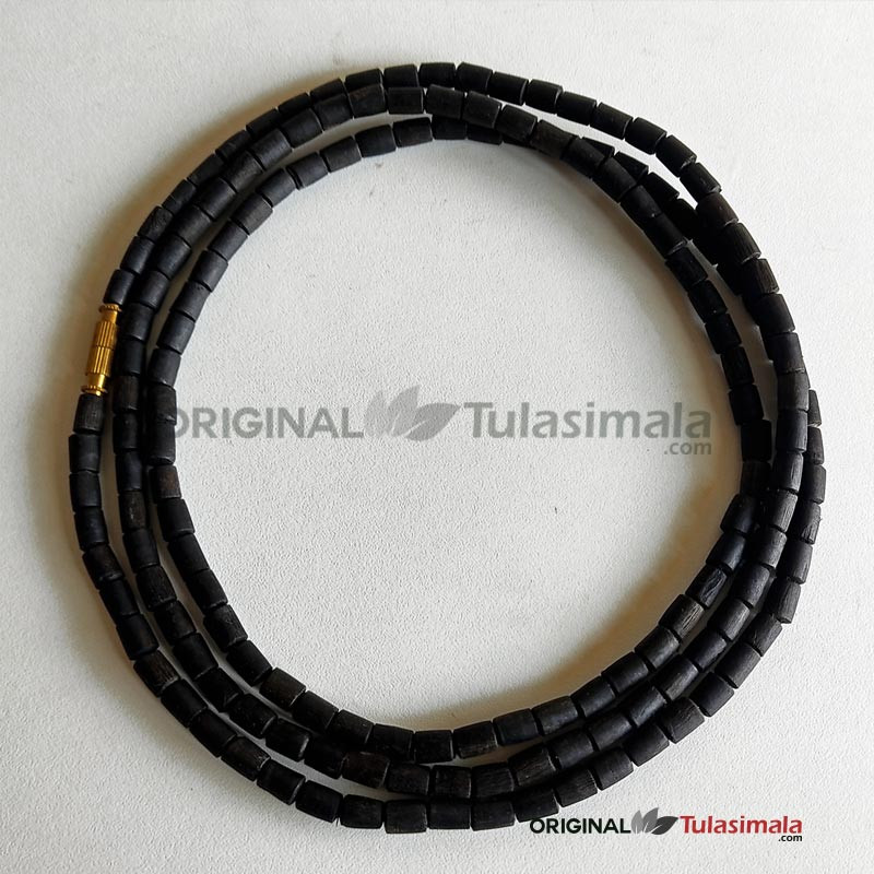 Shyama Tulsi 3 Round Kanthi Mala Black 6mm Barrel Beads 50 Inches Length