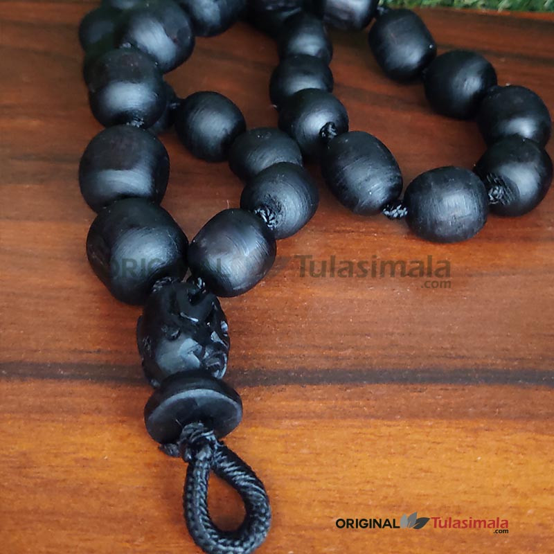 27 Beads Black Tulsi Japa Mala with Designer Guru Bead