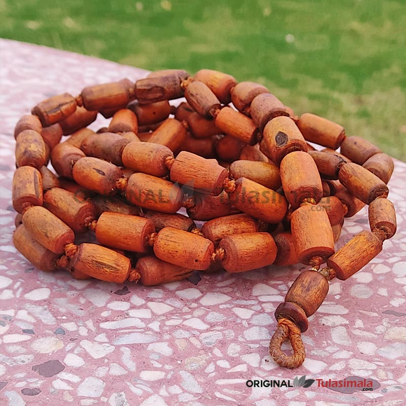108+1 Beads Original Tulasi Japa Mala 14mm Beads Big to Small Barrel Beads Golden Color 86 Inches Full-Length Actual Photo Shown