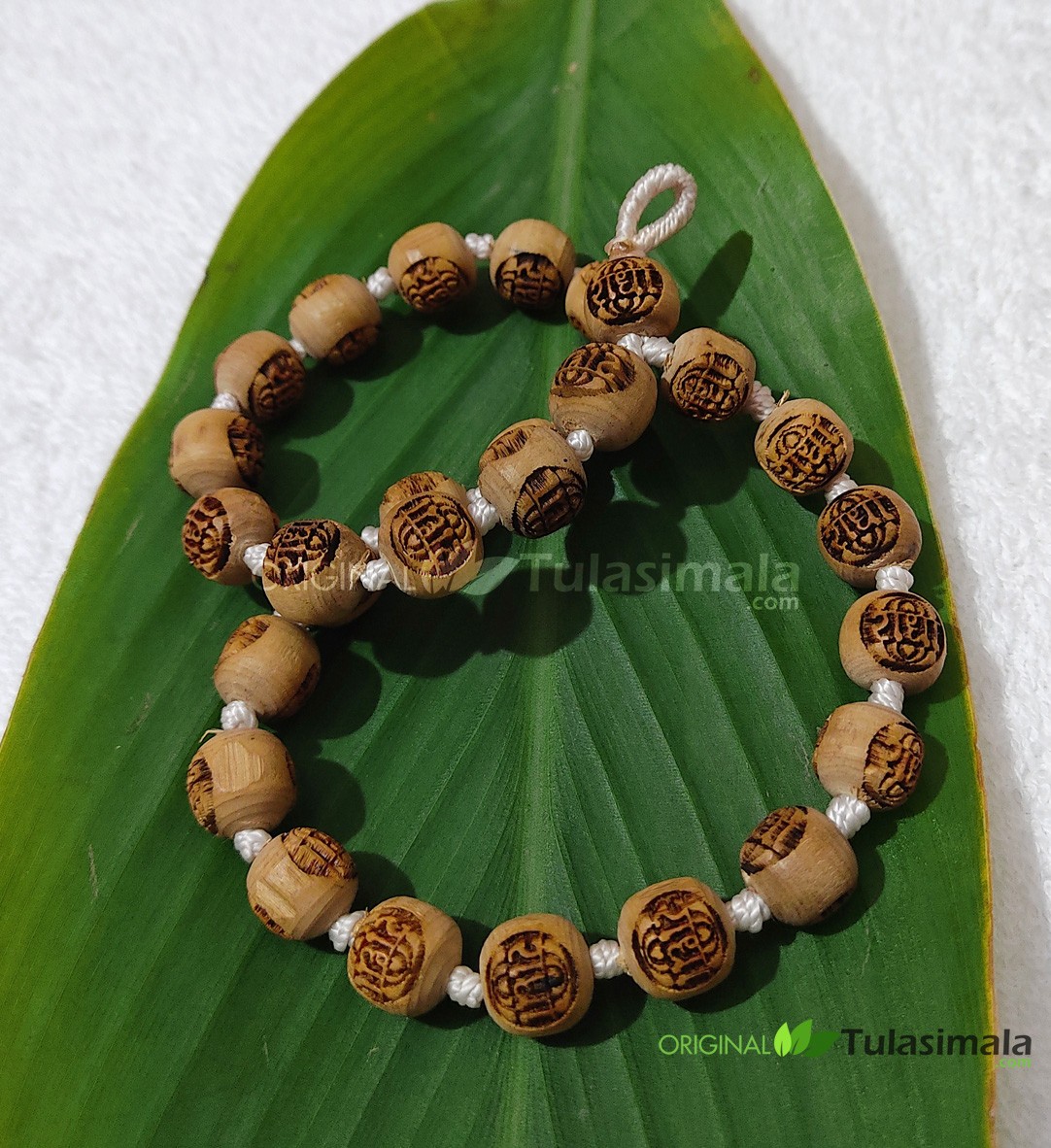 27+1 Beads Tulsi Japa Mala 12mm Bead Radha Carved Original Tulsi Beads
