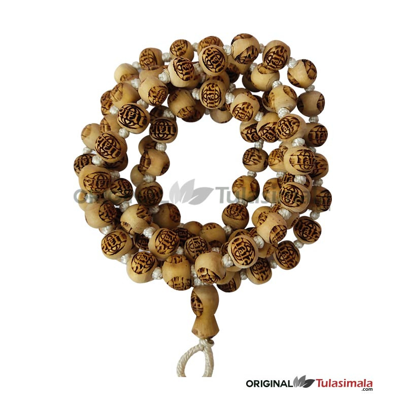 Shri Radha Engraved 108+1 Krishna Guru Bead Tulsi Japa Mala